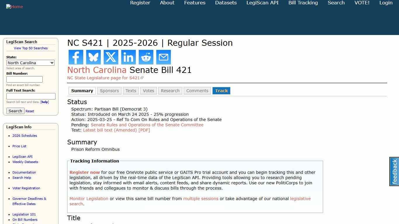 NC S421 2025-2026 Regular Session LegiScan
